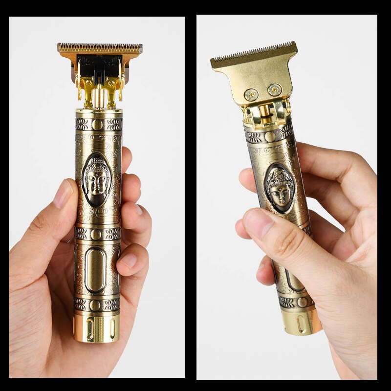 Tondeuse à cheveux dorée tondeuses rechargeables USB T9 Machine de finition de cheveux professionnelle barbe électrique rasage gravure t-outliner