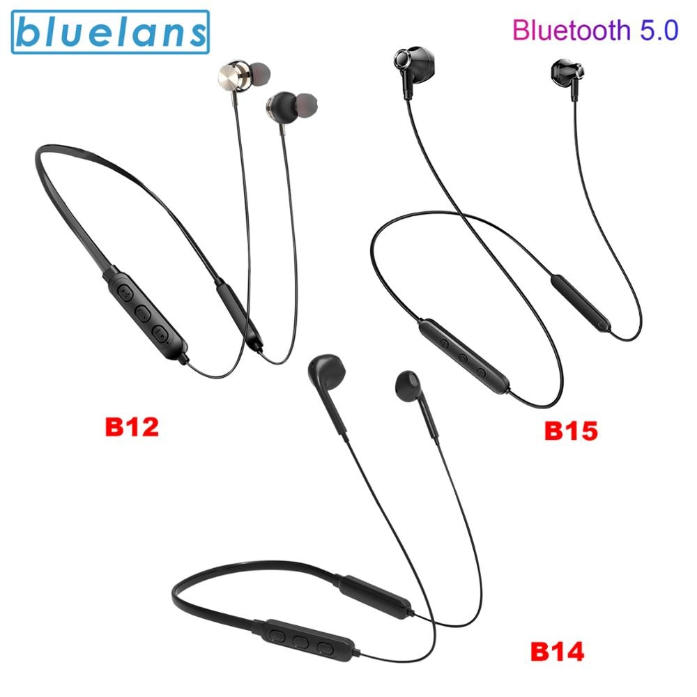 B12/14/15 Draadloze Bluetooth 5.0 Sport Headset Hals Semi-In-Ear Oordopjes Licht Nekband Met Actieve noise Cancelling Microfoon