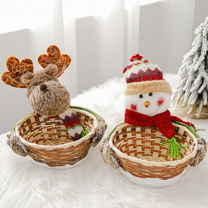 Christmas Ornaments Imitation Bark Candy Basket Three-dimensional Old Man Doll Storage Apple Basket