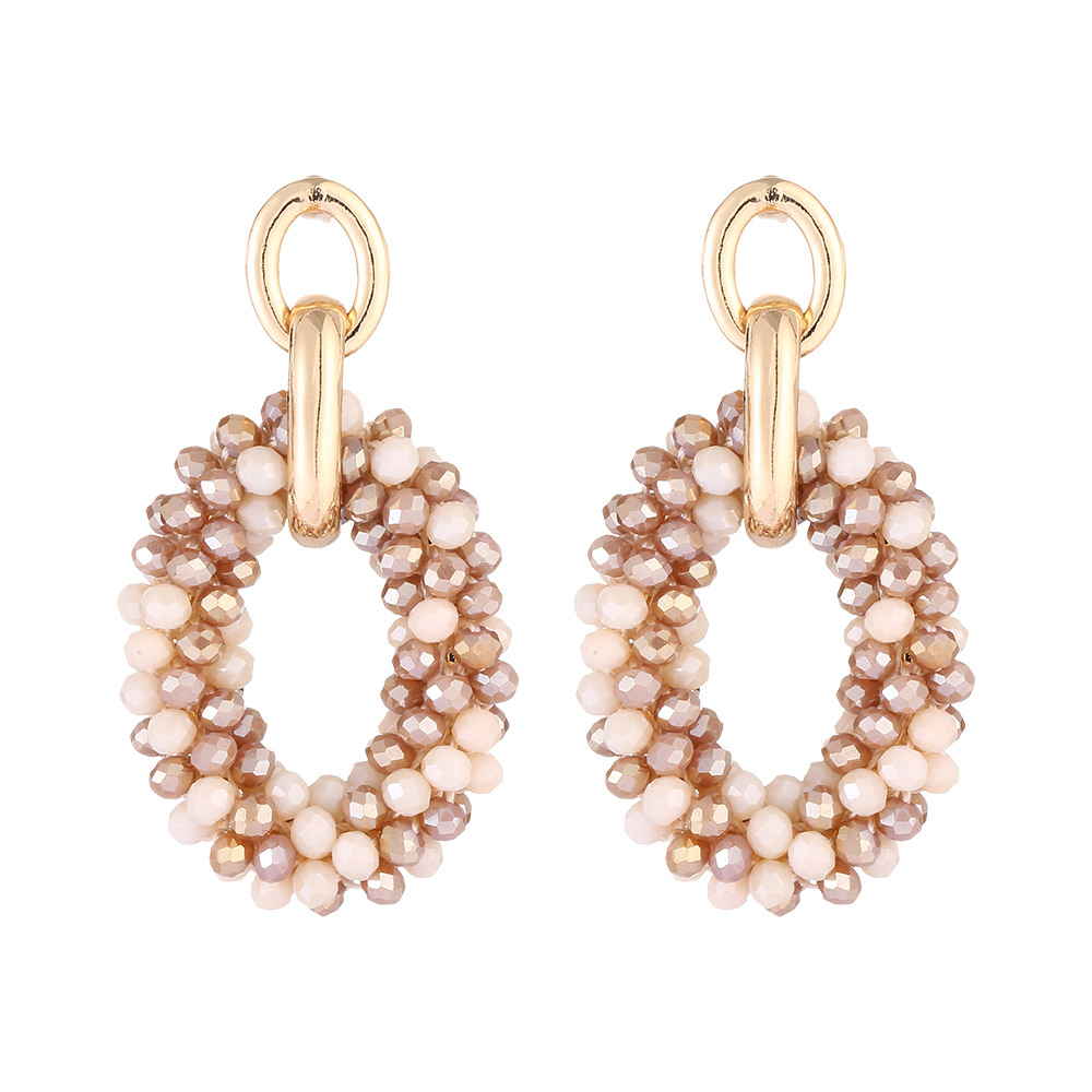 INKDEW pendientes de gota ovalados cadena oreja pendientes de cuentas de cristal hechos a mano para mujer joyería pendientes largos grandes joyería de EA070