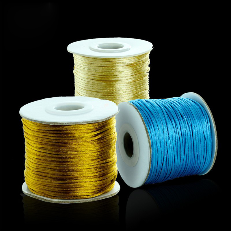 Cordons Fil De Nylon Tressé Rond De Fabrication De Noeuds Chinois De Macrame Rattail Cordon De Satin Bleu Ciel