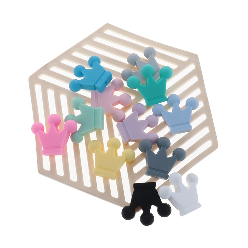 50pcs Silicone Crown Beads Baby Teether Necklace Bead Infant Baby Chewing Jewelry Accessories Food Grade Silicone
