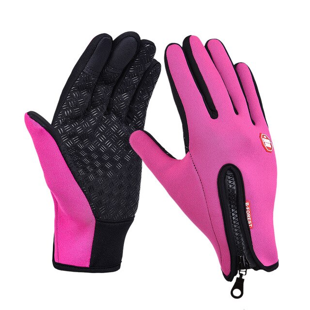 Winter Fishing Gloves Anti Slip Full Finger Warm Neoprene PU Breathable Leather Fitness Carp Fishing Gloves Fishing Accessories: Pink / M