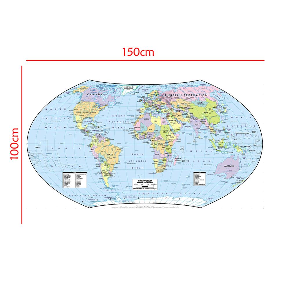 The World Map Hammer Projection Country Map With C... – Grandado