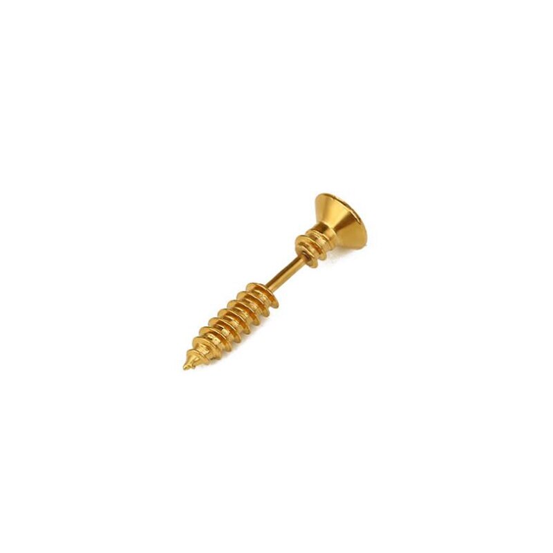 1Stck Punk Gold Schwarz Farbe Edelstahl Nagel Schraube Zucht Ohrring für Frauen &Ampere; Männer Wendel Ohr Piercings schmuck: Gold
