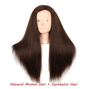 Mannequin Head - 22 Inch Training Head with Holder - Synthetic Fiber Hair for Styling Practice: no makeup 4 color