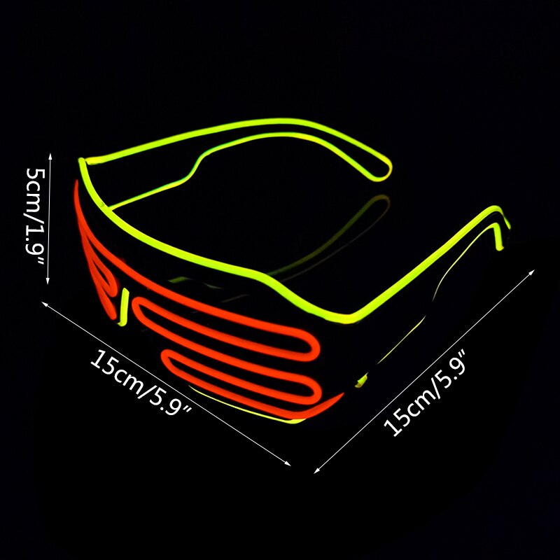 Gafas luminosas LED para Halloween, brillo de neón brillante, luz intermitente, gafas de sol de cristal para suministros de , disfraces de utilería