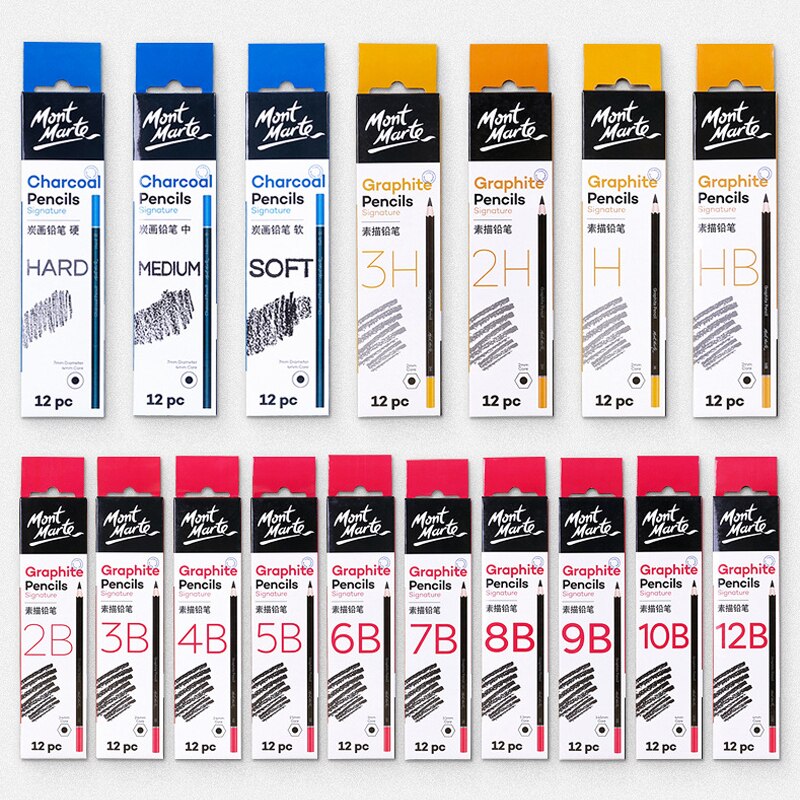 12pc Charcoal Graphite Sketch Pencils 3H 2B 7B 12B Soft Medium Hard Art Painting Wood Drawing Pencil For Artist Kid
