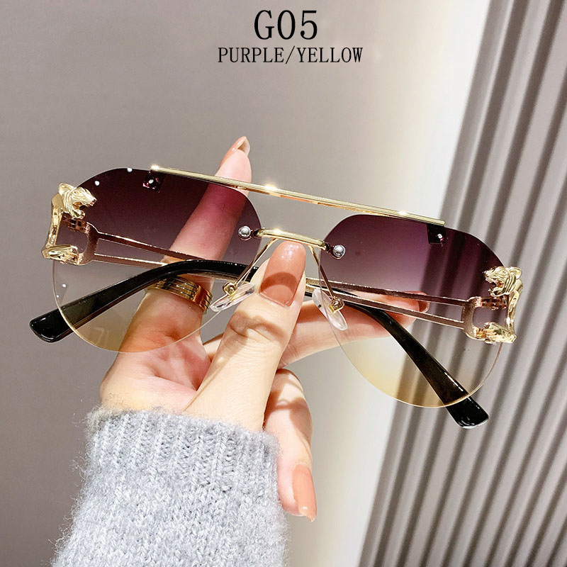 Bezramkowe designerskie okulary przeciwsłoneczne damskie modne luksusowe modne okulary przeciwsłoneczne męskie okulary w stylu vintage Lentes De Sol Mujer Lunette Soleil Femme: Pomarańczowy