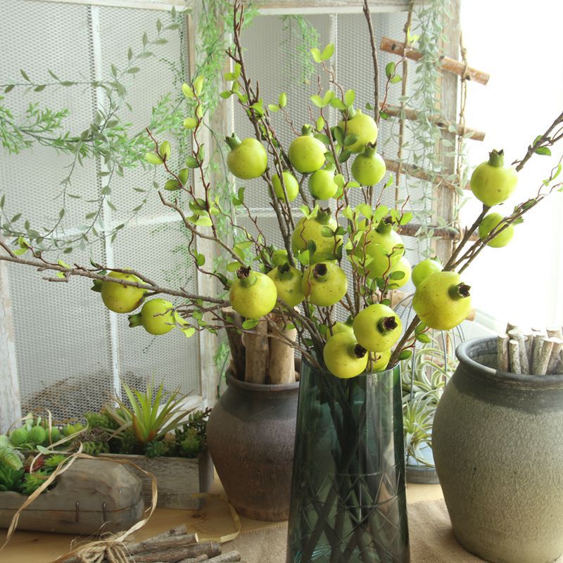 Granateple simulering frukt hjem dekorasjon bryllupet bukett holder veien blomst vegg