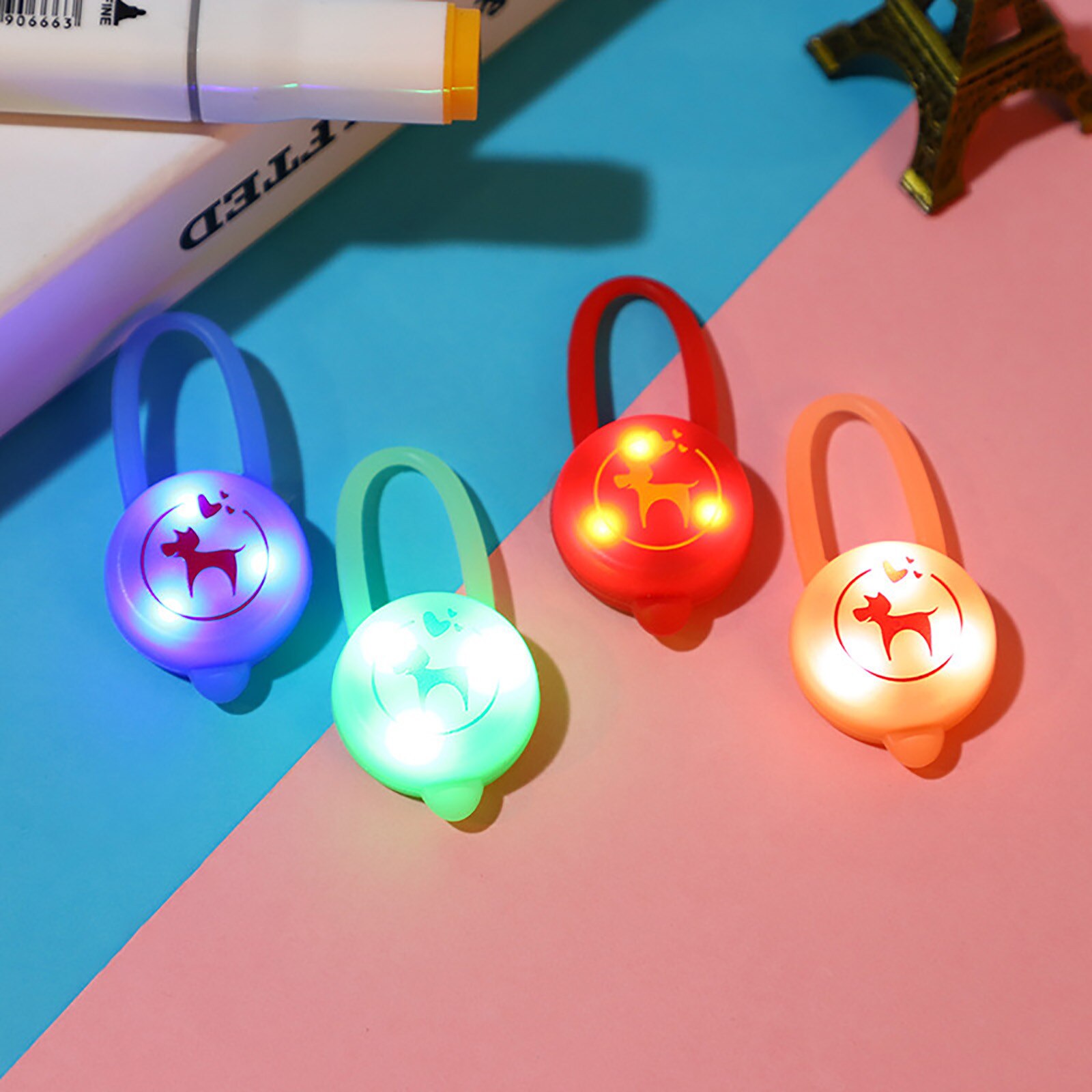 Collar de silicona para perro, luz Led nocturna, resistente al agua, arnés estroboscópico de seguridad para mascotas, luces para caminar