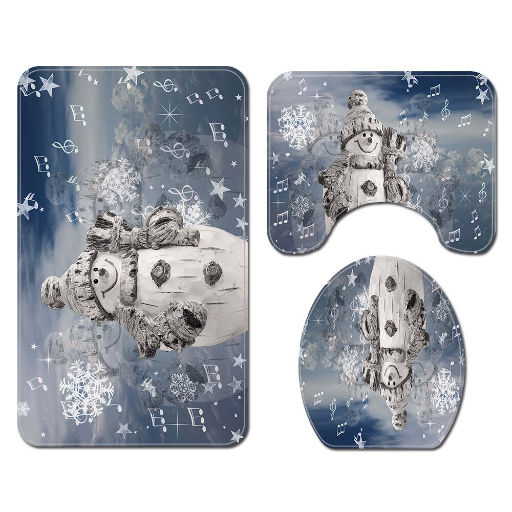 Kerst Badmat En Douchegordijn Set Gedrukt Badkamer Mat Set Anti Slip Badkamer Voet Mat Absorberende Badkamer Tapijt: Bath Mats-107