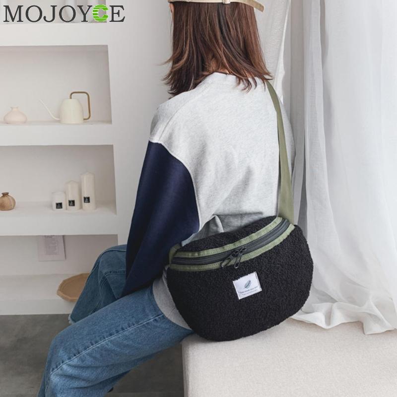 Plush Fanny Chest Pack Casual Waist Zipper Pouch Autumn Winter Women Shoulder Crossbody Bag Belt Purse