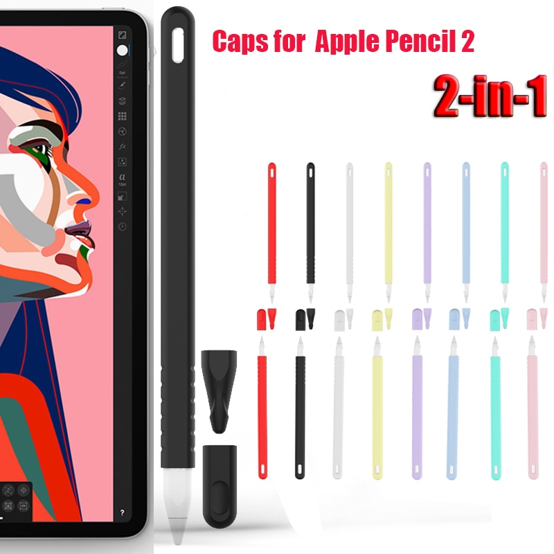 2 Stks/set Set Siliconen Case Voor Apple Potlood 2 Mouw Potlood Grip Houder Voor Ipad Pro Stylus Beschermhoes potlood Caps