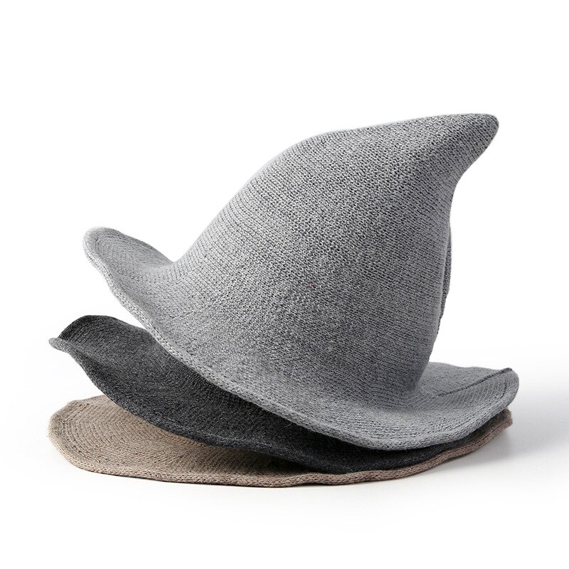 Sombrero de bruja de para otoño e invierno, accesorios de disfraces de lana, sombrero de cubo puntiagudo para Cosplay, Brujo mágico