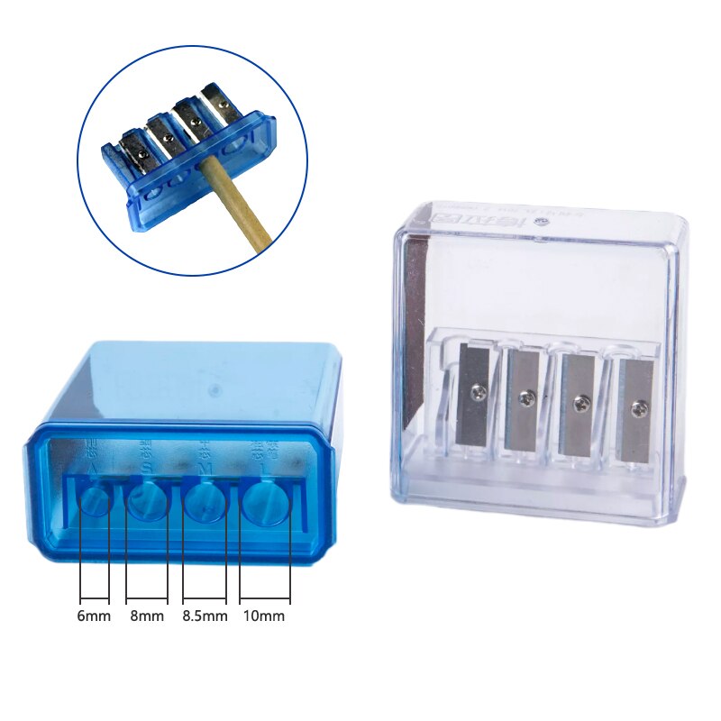 Multifunctional 4 Holes Charcoal Pencil Sharpener Long Core Lead Drawing Art Manual Sketching Drawing Supplies