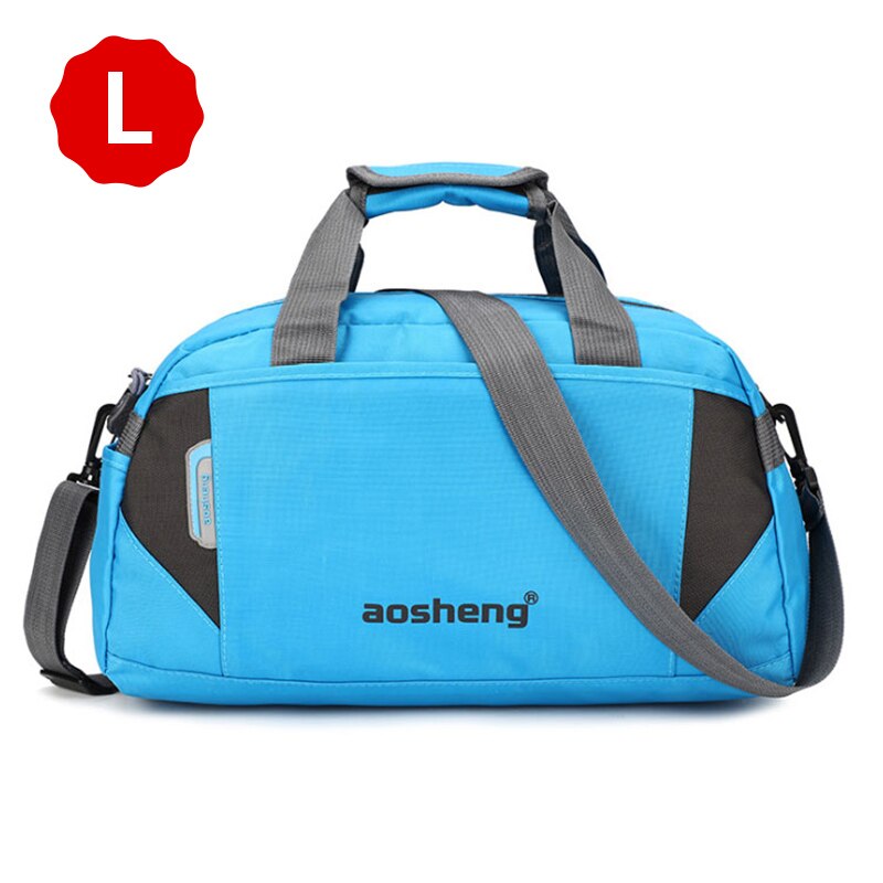 Scione Travel Luggage Handbags Women Sport Duffel Shoulder Bags Men Simple Casual Fitness Outdoor Crossbody Bag: Sky Blue L