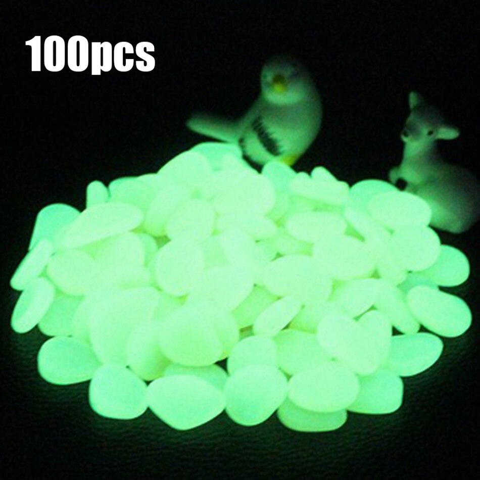 Piedra fluorescente Artificial para acuario, tanque de peces, piedras artificiales luminosas que brillan en la oscuridad, decoración para jardín y Casa, 100 Uds.: green