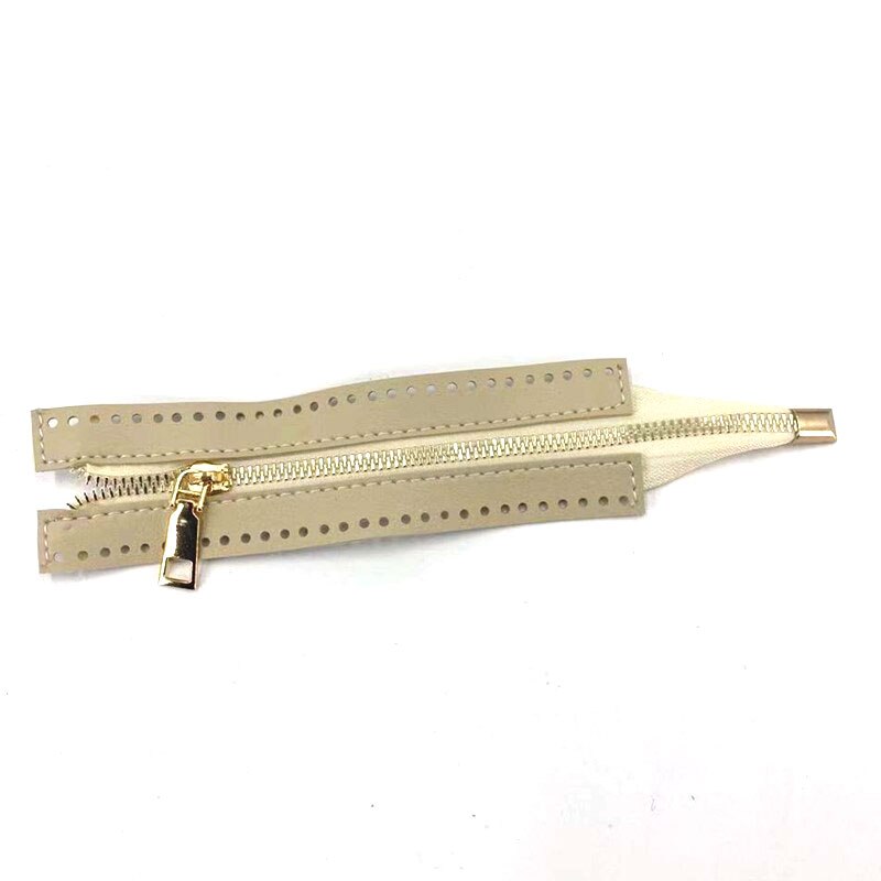 1PC Custom DIY Zipper For Woven Bag Hardware PU Leather Zipper Sewing Accessory 18cm Metal Zipper for Clothes Shoes: khaki