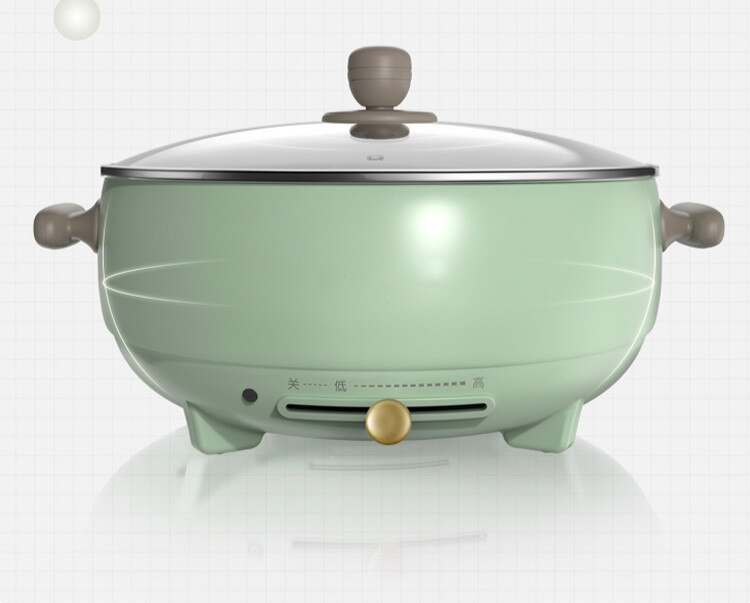 Friteuse wok électrique multifonction, 220V, 5l, 1200w, poêle à frire, revêtement antiadhésif, pour 3 à 8 personnes, Anti-séchage