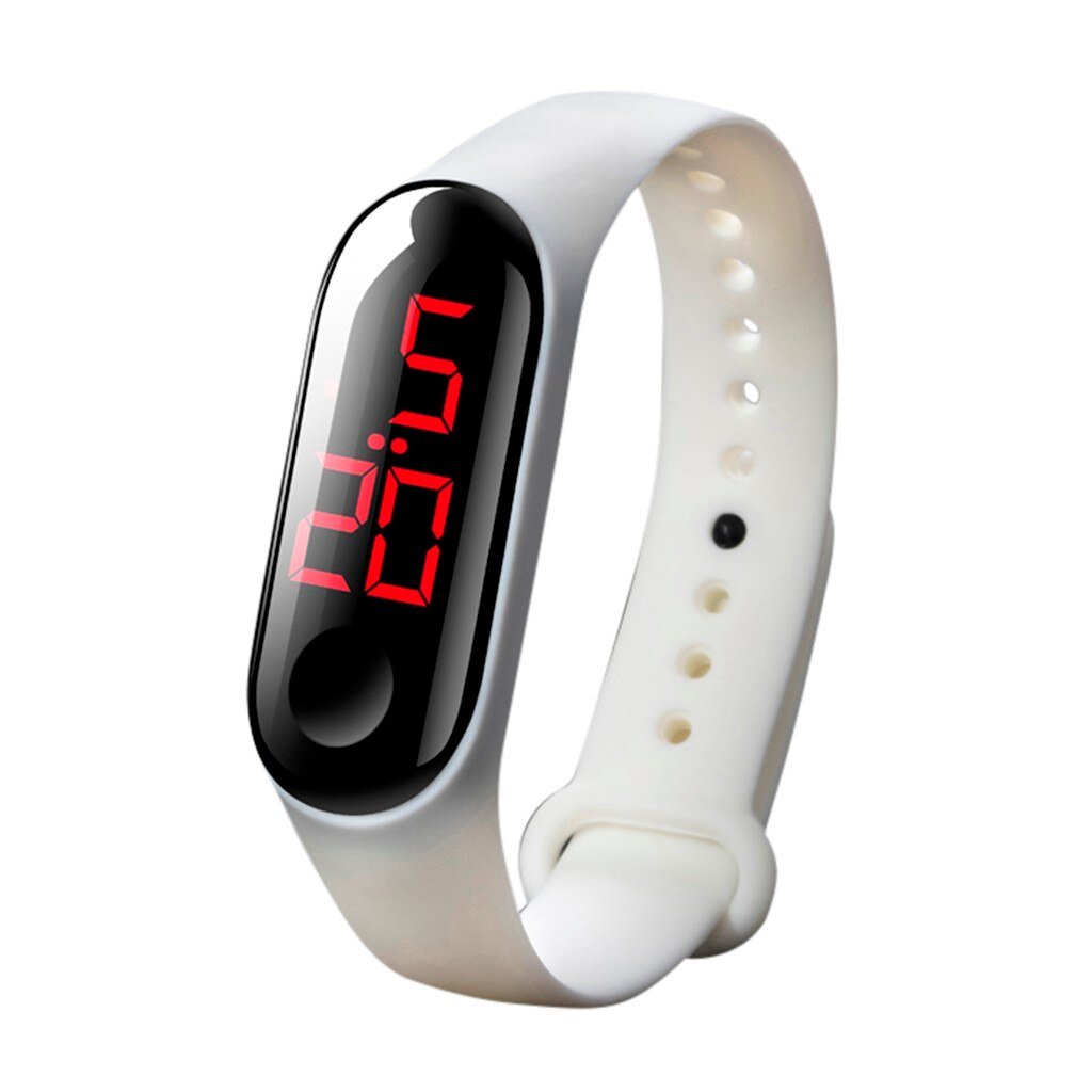Men Women Sport Watch Digital LED Pedometer Run Step Walking Distance Calorie Counter Watch Bracelet Waterproof Watches: White 
