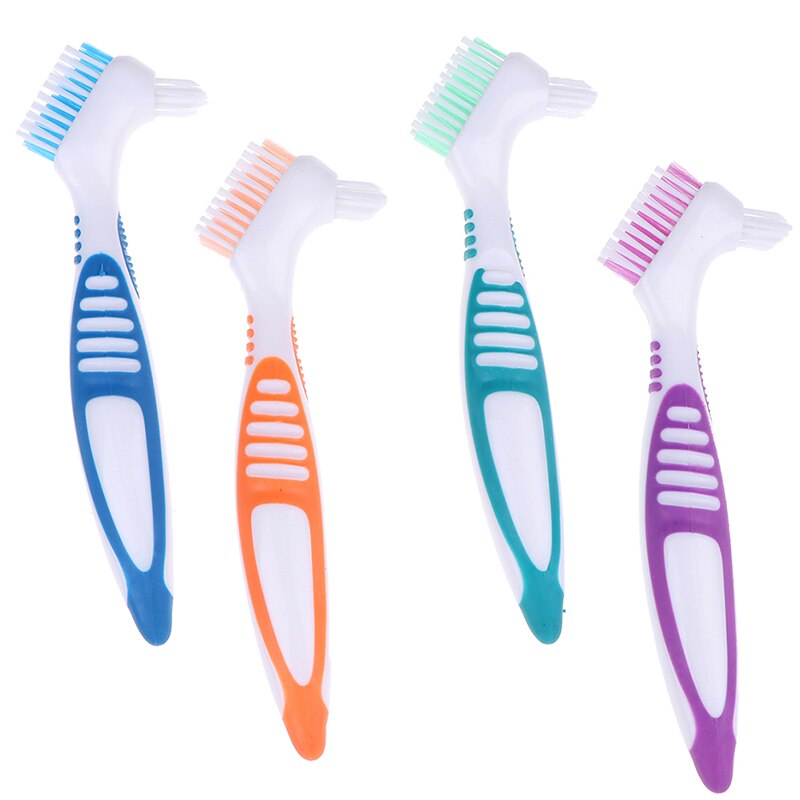 Cepillo de dientes ergonómico, limpieza de dentaduras, cerdas de varias capas, dentadura postiza