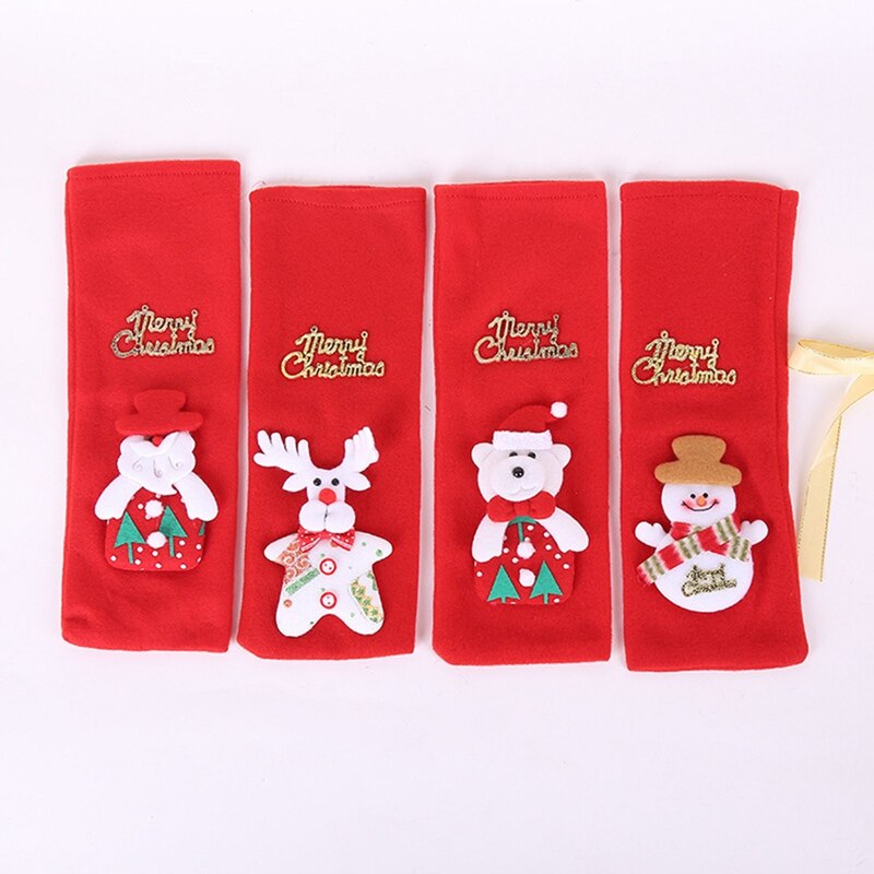 Décoration de table pour fête de noël, père noël, bonhomme de neige, housses de bouteille de champagne, housses de bouteille de vin rouge, sac