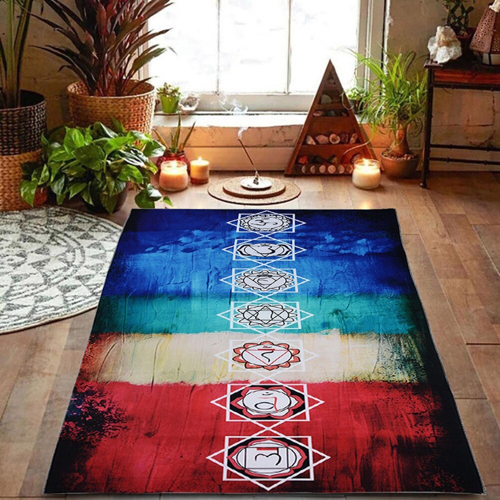 Regnbue 7 chakra mandala bohemia tæppe gobelin sommer strand håndklæde yoga måtte