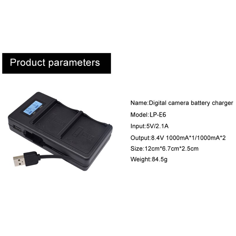 Lp-E6 Battery Charger Lcd Dual Charger For Canon Eos 5Ds R 5D Mark Ii 5D Mark Iii 6D 7D 80D Eos 5Ds R Camera