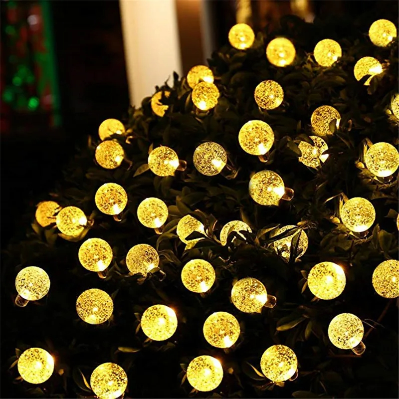 Solar LED Crystal Ball String Light 10M Waterproof Fairy Lights Christmas Wedding Garland Garden Lawn Tree Outdoor Decoration