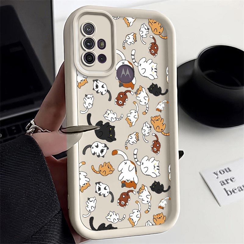 G30 pełen życia Kot Nowy niebo oko etui na telefon robić Motorola Moto G20 Odporna na uderzenia ochrona aparatu Moto G10 Miękka tylna obudowa: ABS / Beżowy