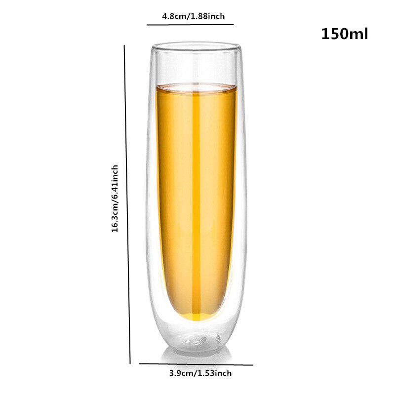 Commercio all'ingrosso 50ml resistente al calore borosilicato tazza di tè doppia