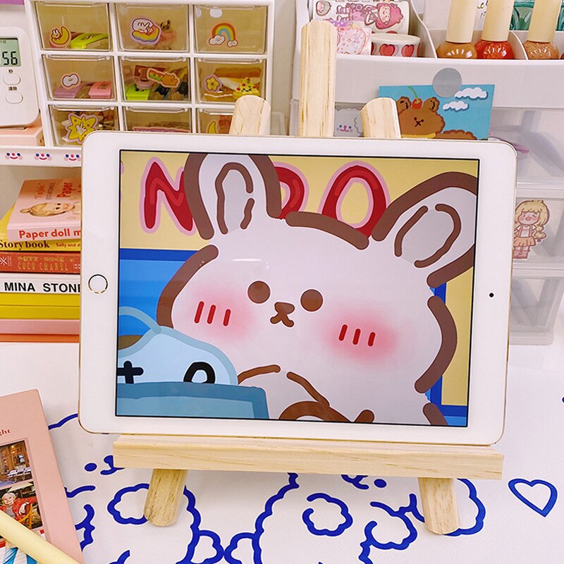 Wooden Mini Easel Stand Mobile Phone Tablet Bracket Portable Desktop Holder OCT998