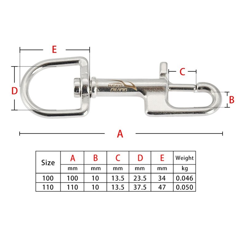 Houden Duiken 316 Rvs Duiken Single-Hoofd Haak Haak Quick Release Lente Haak Bcd Duikuitrusting