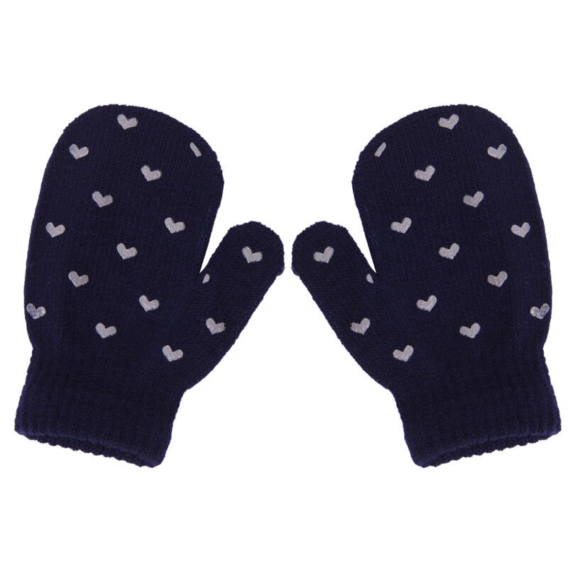 M89CWhite, Blau, Grau freundlicher Punkt Stern Herz aufbringen Fäustlinge Jungen Mädchen Sanft betroffen Warme Handschuhe: BlueHeart