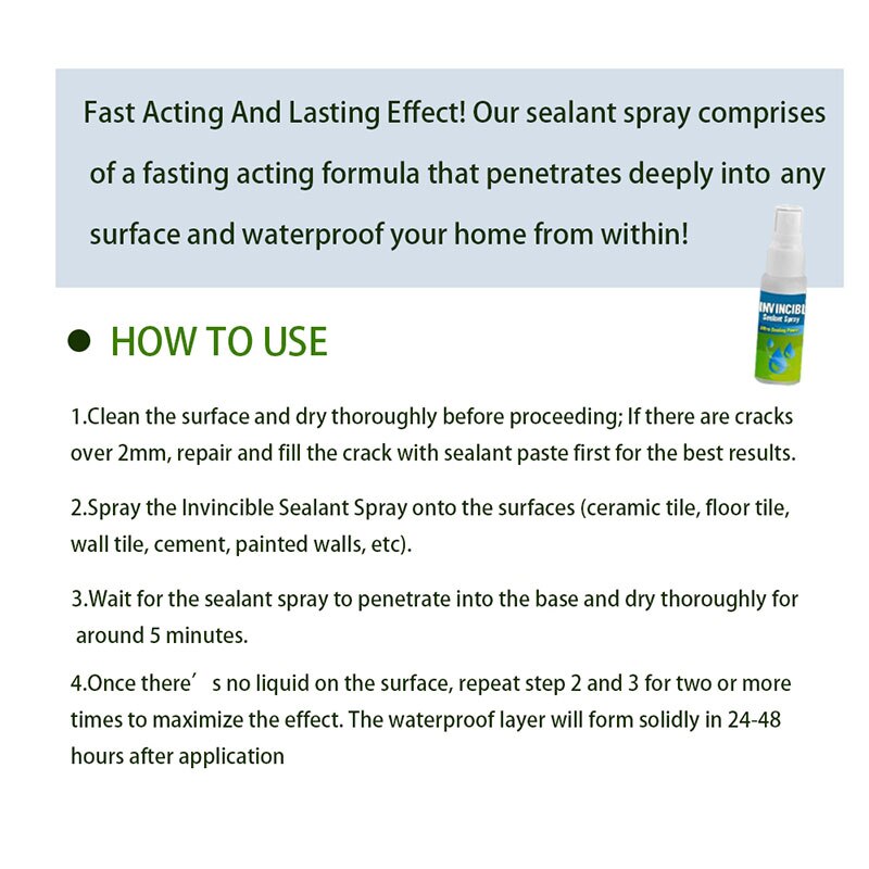 30ml Invincible Sealant Spray for Wall/Pipe/Roof Multifunctional Quick Sealant Fix Home Walls Leaking Repair Glue