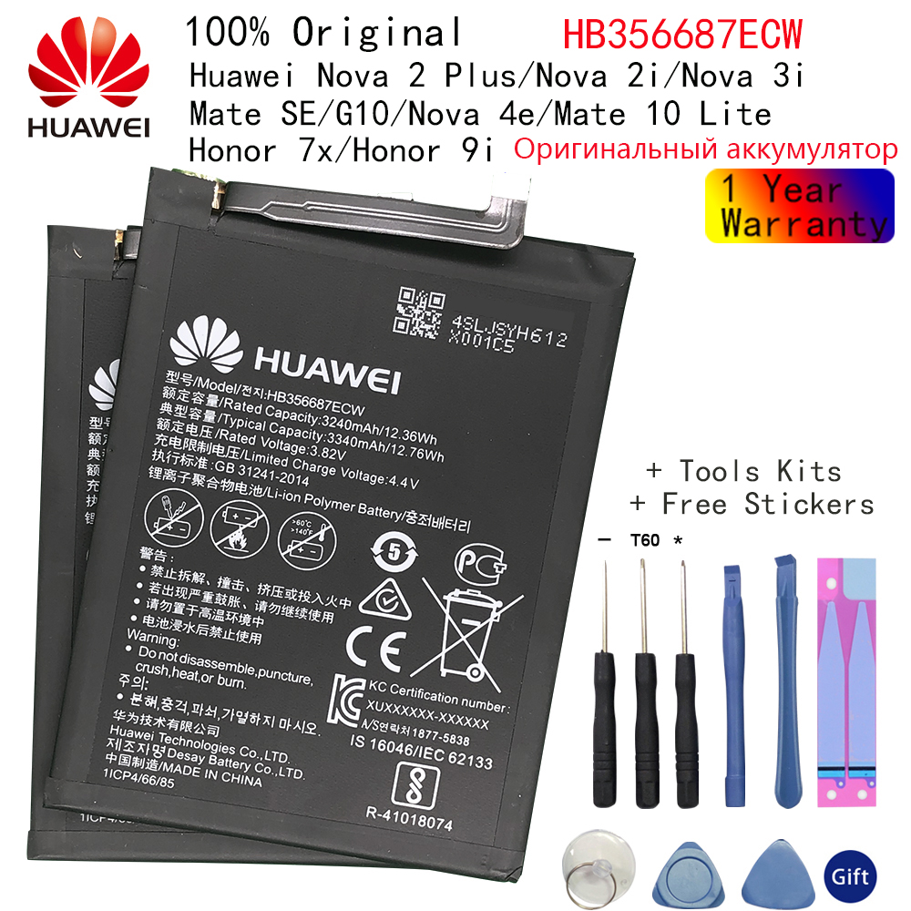 Original Phone Battery For Huawei honor 7C 7A 8 9 9 lite Nova 2 3 4/2i Ascend P10 P20 Huawei P30 P30 Pro Mate 8 9 10 /10 20 Pro: HB356687ECW