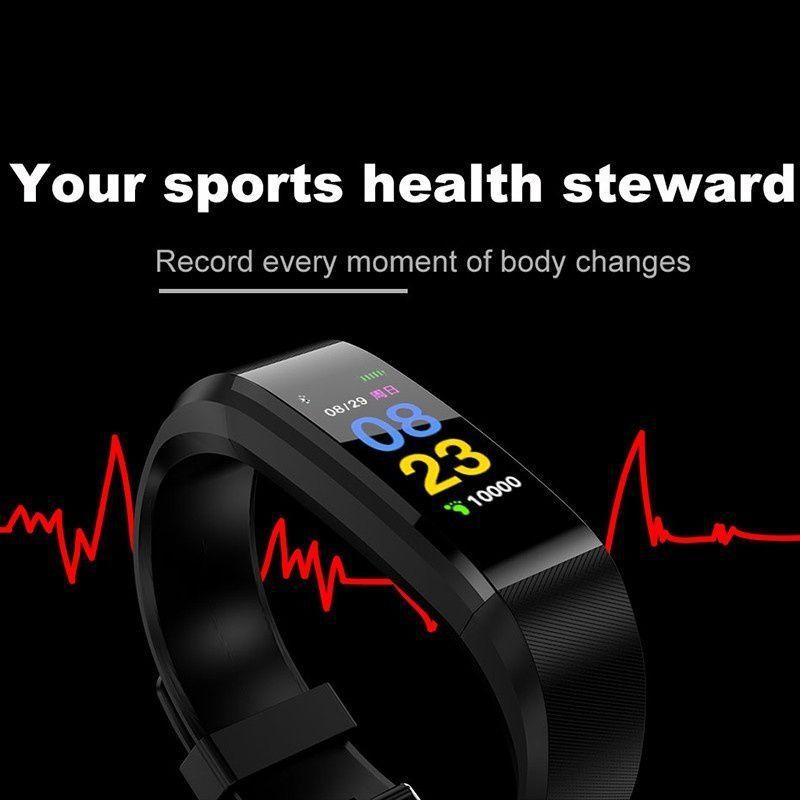 115 plus armbånd sundhedsarmbånd puls blodtryk smart band vandtæt fitness tracker smart band ur mænd kvinder 1eh