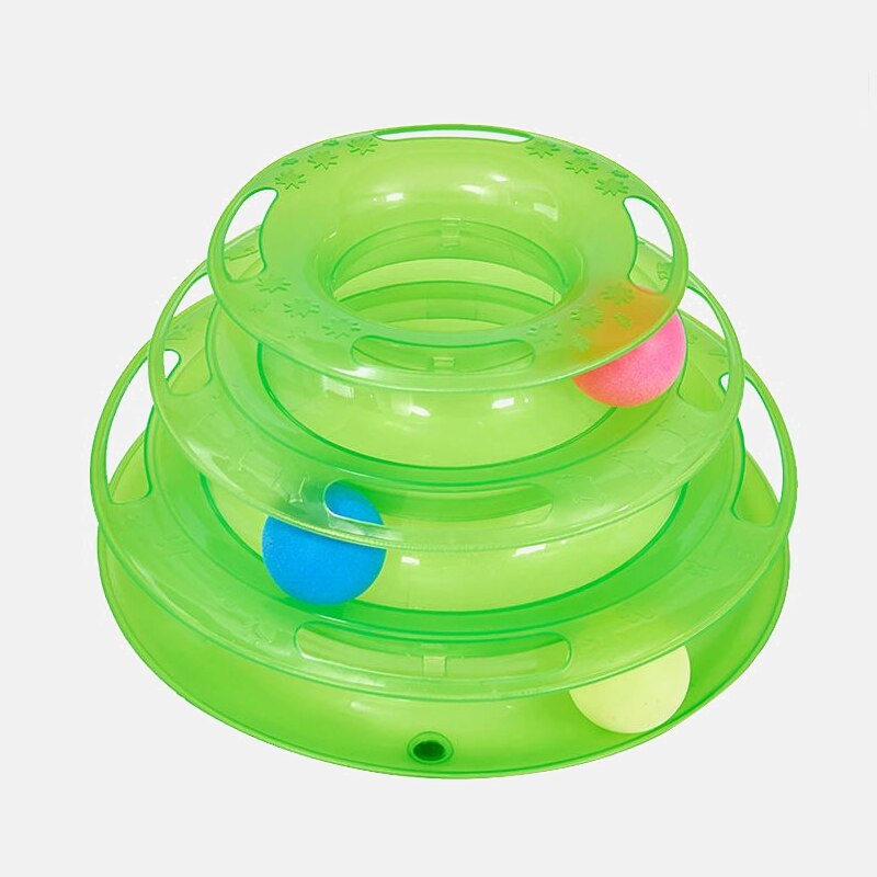 Three Levels pet cat toy Training Amusement plate Kitten Tower Tracks Disc cat Intelligence Amusement triple disc cat toys ball: 1