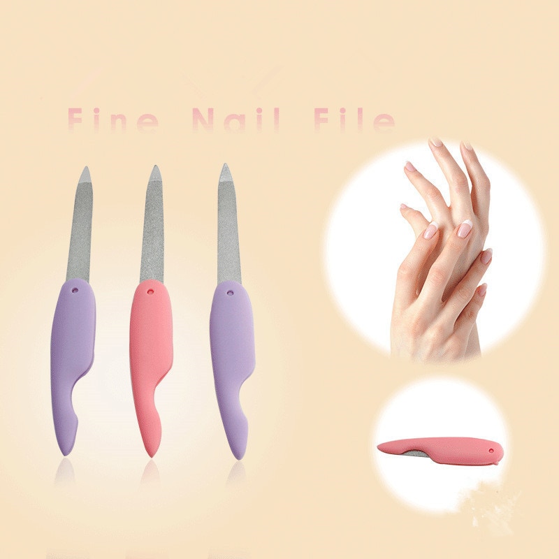 1Pcs Cartoon Folding Nail File Metalic Stainless Steel Fold Purple Cuticle Lime A Professionel Tool Files Random Color