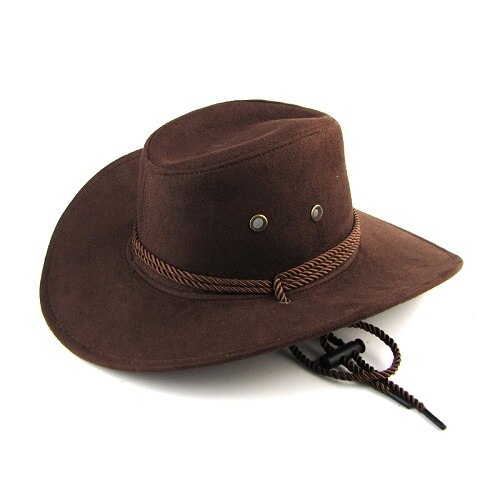 Heren dames 3 kleuren grote rand hoed cowboyhoed voor heren hoeden outdoor hoed sunbonnet casual herenhoed: Bruin