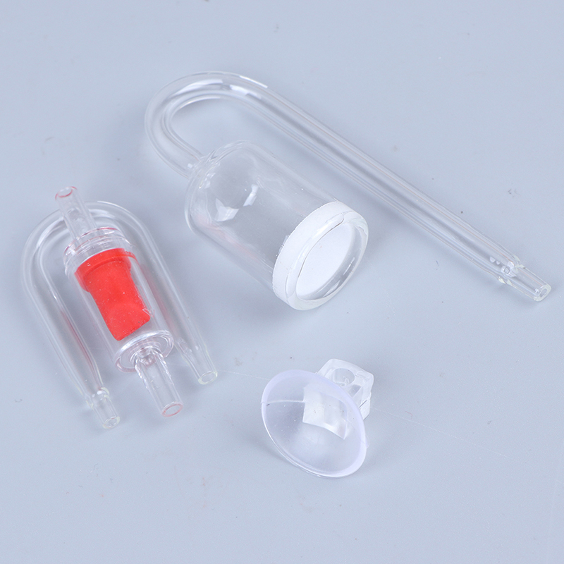 Aquarium Glas CO2 Diffusor Überprüfen Ventil U bilden Glas Rohr Saugnapf Bausatz Für Aquarium Aquarium Überprüfen Ventil einstellen CO2 Zerstäuber: RD