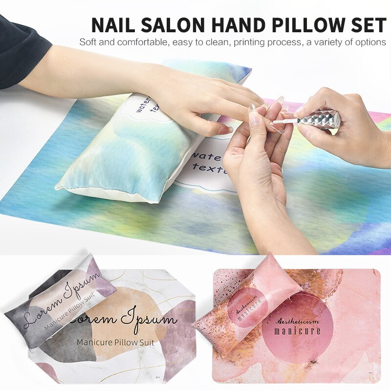 Nail Art Hand Pillow Cushion Nail Polish Holder Soft PU Leather Sponge Arm Rest Cushion Manicure Nail Tool Equipment with Mat