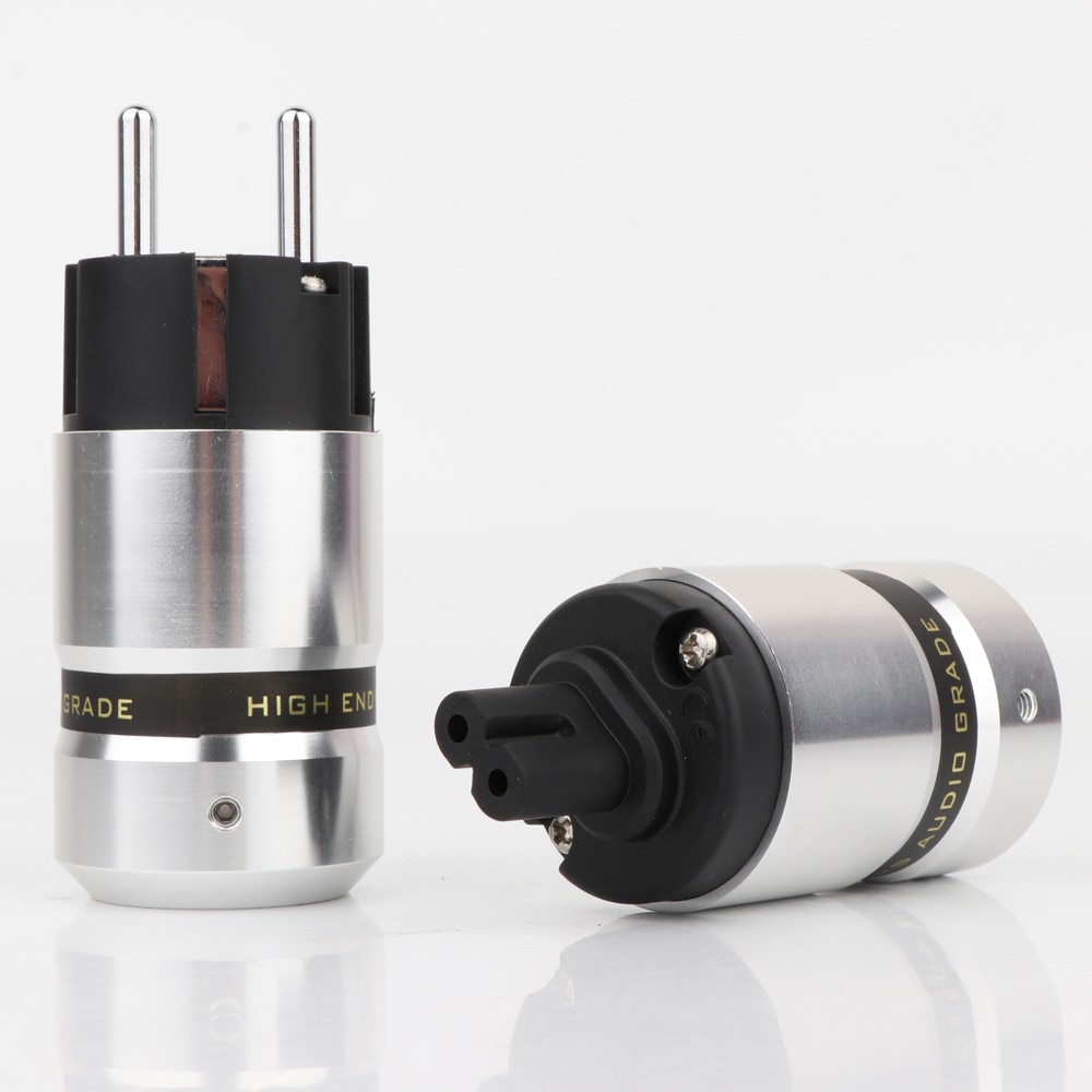 Preffair P080SA Rhodium Plated Schuko Male Plug Hifi Figure 8 IEC C7 Plug Female Socket DIY Power Cord Cable