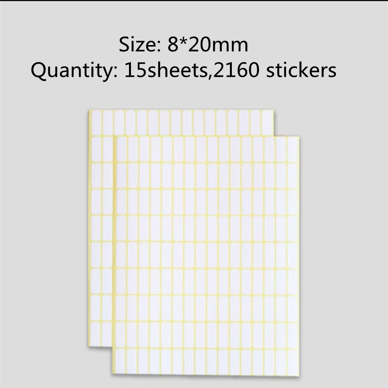 15Sheets Paper Self Adhesive Sticky White Label Name Stickers Blank Note Label Bar DIY Stationery Sticker Various Sizes Optional: Khaki