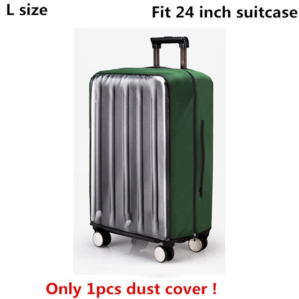 Pvc gennemsigtigt bagagerumscover til bagage elastisk vandtæt trolley kuffert regntasker rejse kuffert tilbehør 18-30 tommer trolley: Grøn-l
