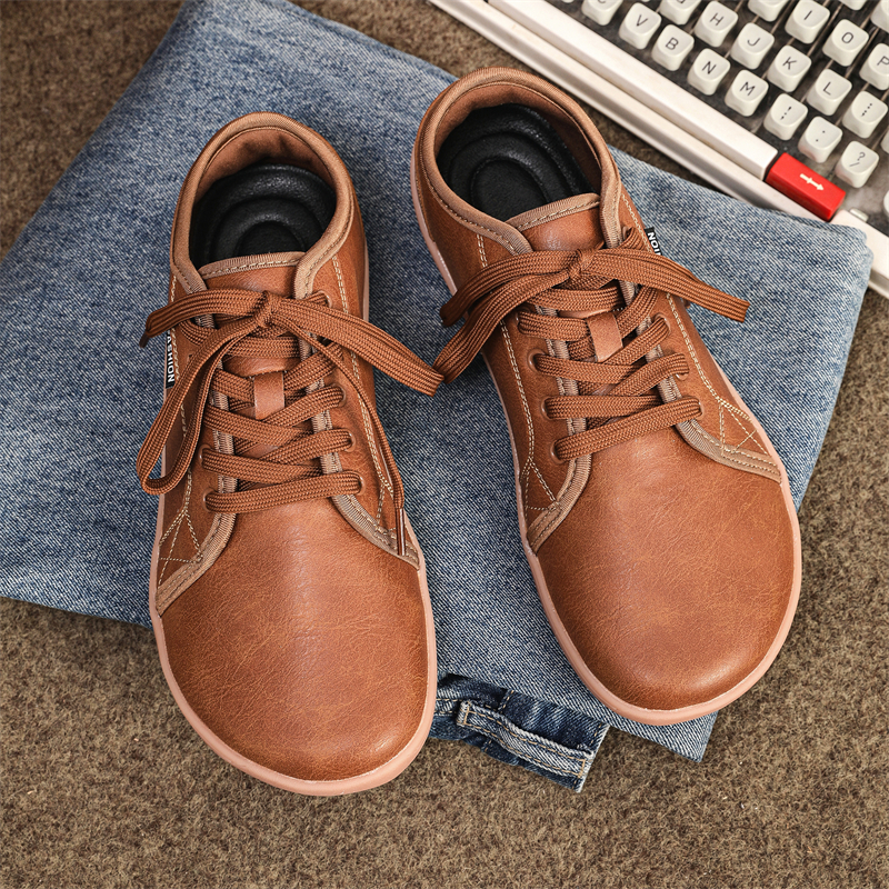 Minimalistischer Schuh, Größe 37–48, für Herren und Damen, breiter Zehenbereich, Barfuß, lässig, Kunstleder, leichte wandern-Sportschuhe: Braun / 41