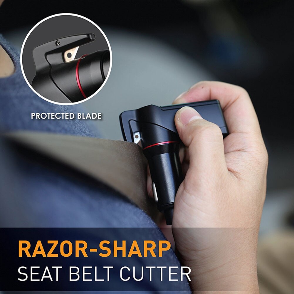 Spring Loaded Window Breaker USB Charger Life-Saving 3 in 1 Car Escape Tool Seat Belt Cutter Escape Car Emergency Tool
