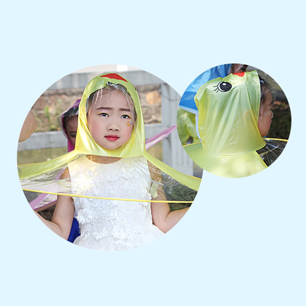 Cartoon Duck Rain Hat Foldable Children Raincoat Umbrella Cape Cute Rain Coat Cloak Universal for Boys Girls