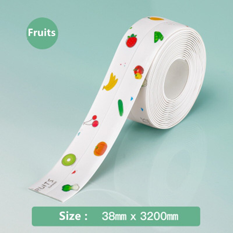 3.2mx38mm Anti-mildew kitchen Paste Sink Groove Gas Stove Toilet For Corner Gap Waterproof Stickers Bathroom Sticker PVC Tape: fruit